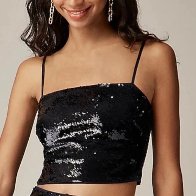 J. Crew Collection Sequin Bralette Crop Top Party Glam Navy Size Xl Cd471